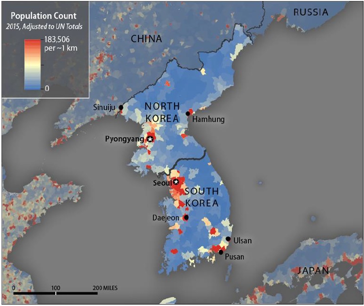 Population Density on the Korean Peninsula